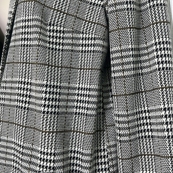 H&M - Tweed Black And White Green Stripe 2 Button Snap Long Blazer Size XS - Picture 8 of 14